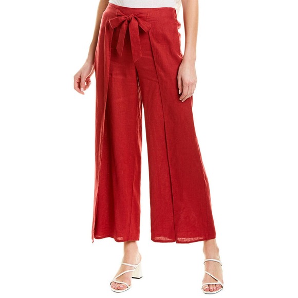 1. State Pants - 1. State Pants Linen Red Tie Front Ankle Sz 10 NEW NWT 325